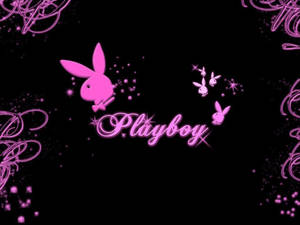 粉紅色Playboy標誌，帶有兔子符號和閃爍星星，背景為黑色。 — 花花公子 GIF 壁紙