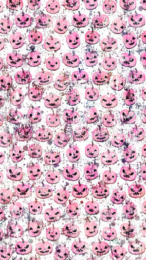 粉紅色南瓜，黑色面孔，白色潑濺背景。 — Marshmello iPhone 壁紙