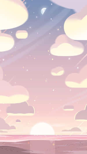 日落時分帶有雲朵和星星的柔和粉彩天空。 — 漂亮 iPhone 壁紙