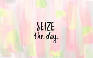 勵志短語 seize the day 在柔和的水彩背景上。 — 春天花朵 壁紙