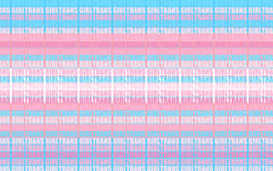 粉紅色和藍色重複文字圖案，帶有「GIRLTRANS」以提升性別認同意識。 — 雙性戀旗幟 壁紙