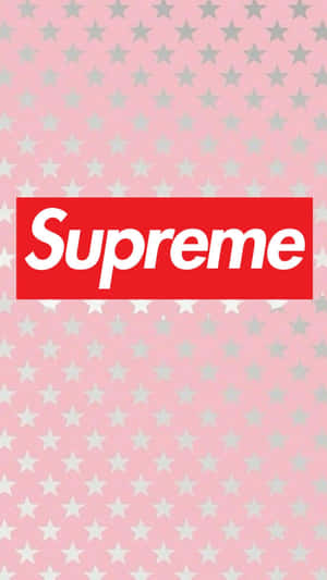灰色星星和紅色Supreme標誌的粉紅色背景。 — 酷炫iPhone 壁紙