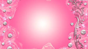 粉紅色背景 玫瑰 鑽石 銀色藤蔓 — 美學粉色GIF 壁紙