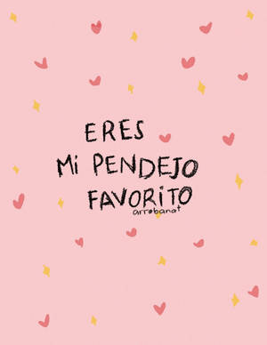 粉紅色背景，有心形和星星，以及西班牙文文字 'Eres mi pendejo favorito'。 — 可愛 壁紙