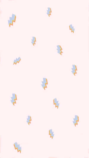 柔和粉紅色背景上的閃電圖案 — 燈泡 壁紙