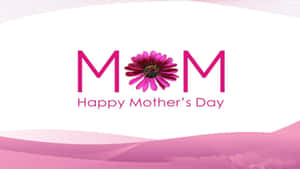 Happy Mother's Day問候，粉紅色非洲菊雛菊取代MOM中的O。 — 乾淨 壁紙