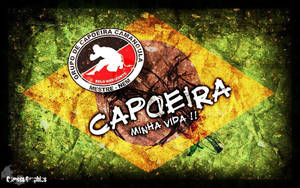 巴西國旗，帶有卡波耶拉標誌和文字 capoeira minha vida — 運動 壁紙