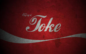 復古風格文字「Enjoy a Toke」印在紅色紋理背景上，帶有銀色曲線。