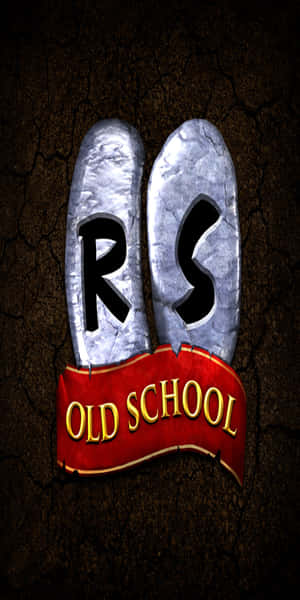 RS old school標誌，金屬字母和紅色橫幅置於龜裂泥土上。 — Pixel 3 壁紙