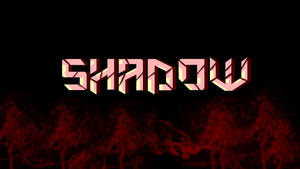在黑色背景上帶有紅色煙霧的發光粉紅和黃色3D文字SHADOW — 玩家 壁紙