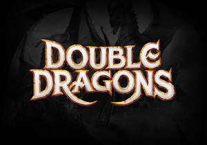 Double Dragons 遊戲標誌，深色背景後有龍的剪影。 — 東方龍 壁紙