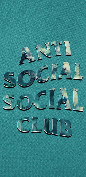 青綠色布料上以3D大理石字體呈現的Anti Social Social Club標誌。 — 舊金山 iPhone 壁紙