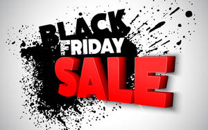 粗體紅色3d字母的Black Friday Sale文字，帶有黑色墨水飛濺。 — 黑色星期五 壁紙
