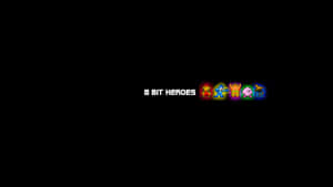 8 Bit Heroes 的像素藝術標誌，黑色背景上有五個色彩繽紛的遊戲角色。 — 酷炫遊戲 壁紙