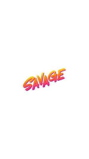 粗體塗鴉風格字詞「savage」，橙色、粉紅色、黃色漸變，白色背景。 — 酷 壁紙