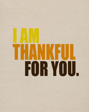 文字圖形在米色布料背景上寫著 I am thankful for you。 — 喜悅 壁紙