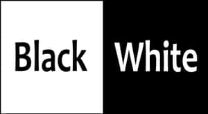 分割圖形，白色背景上顯示「Black」，黑色背景上顯示「White」。 — 簡約暗黑美學 壁紙