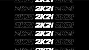 黑色背景上重複的白色 2K21 文字遊戲桌布。 — 科比 壁紙