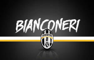 尤文圖斯足球俱樂部標誌，黑色背景上帶有 'BIANCONERI' 文字及黃色條紋。 — 標誌 壁紙