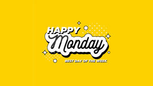 Happy Monday 圖形，在黃色背景上有粗體白色文字和閃光 — 快樂星期一 壁紙