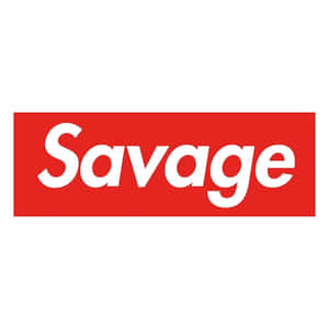 白色背景上的紅色矩形，內有白色 Savage 文字。 — 臉 壁紙