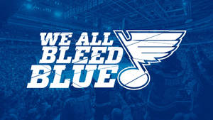聖路易斯藍調冰球迷在球場上，口號為 'We All Bleed Blue'。 — 聖路易斯藍調 壁紙