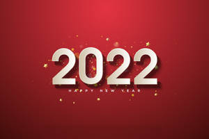 紅色背景上帶有金色星星的2022新年快樂問候 — 新年快樂 2020 壁紙