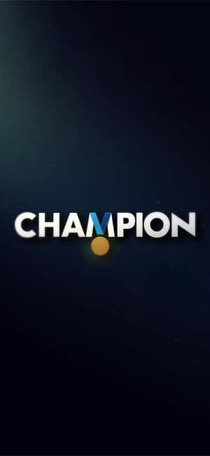 粗體白色3D文字顯示CHAMPION，V字上掛著一枚金牌，背景為深色紋理。 — Galaxy A55 壁紙