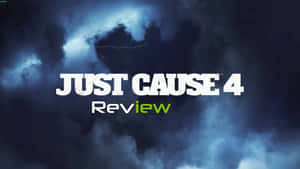 暴風雨天空和閃電上的 Just Cause 4 Review 文字 — 電玩遊戲 GIF 壁紙
