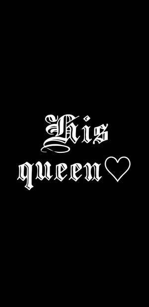 白色哥德式文字 his queen 附心形 黑色背景 — 黑色心形美學 壁紙
