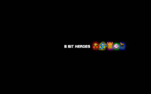 像素藝術標題「8 Bit Heroes」，黑色背景上五個發光的遊戲角色。 — 推特 壁紙
