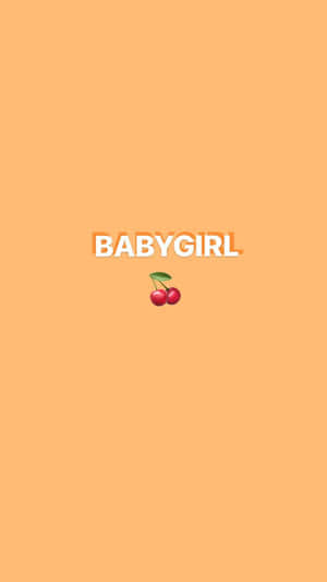 蜜桃背景上的 babygirl 文字與櫻桃表情符號 — 櫻花 壁紙