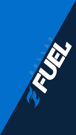 Dallas Fuel 電競隊標誌，在藍色漸變背景上帶有粗體文字和火焰。 — 極限運動 壁紙