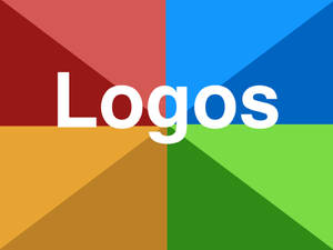 鮮豔的幾何背景，帶有粗體白色文字「Logos」 — Kaws 桌布 壁紙