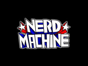 發光的漫畫風格文字標誌，上面寫著「NERD MACHINE」，帶有紅色星星和藍色高光。 — 宅男 壁紙
