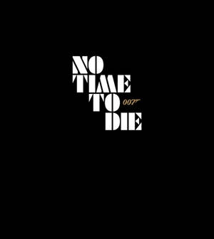 黑色背景上帶有白色風格化文字 'NO TIME TO DIE' 和金色 007 標誌。 — Vivo X Fold 壁紙