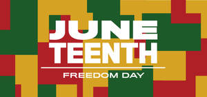 彩色幾何背景上的白色 June Teenth Freedom Day 文字。 — 六月节 壁紙