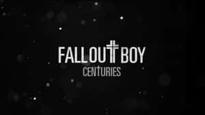 在深色背景上帶有散景燈光的白色文字顯示Fall Out Boy Centuries專輯標題。 — 省電 壁紙
