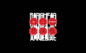 Radiohead專輯封面，帶有紅色停止標誌和卡通人物。 — 音樂 壁紙