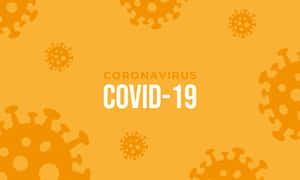 橙色背景，帶有病毒圖示和寫著「coronavirus covid-19」的白色文字 — 溫暖 壁紙