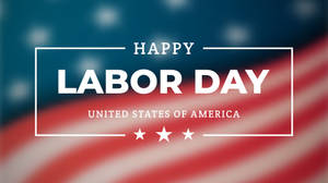 帶有美國國旗背景的 Happy Labor Day 文字圖形。 — 勞動節 壁紙