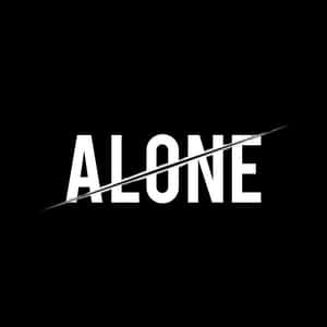 黑色背景上，粗體白色字母ALONE被一條對角線劃過。 — 航海王 騙人布 壁紙