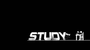 極簡圖形，帶有「STUDY」文字和書桌前的線條人物，用於激勵。 — 讀書 壁紙