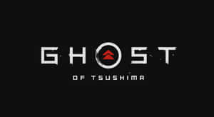 Ghost of Tsushima 遊戲標誌，白色文字和紅色山脈符號在黑色背景上。 — 對馬戰鬼 壁紙