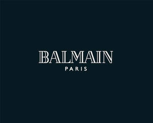 深海軍藍背景上白色襯線字體的 Balmain Paris 標誌。 — 象神黑白 壁紙