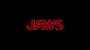 黑色背景上的紅色3D JAWS標題 — 大白鯊 壁紙