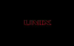 黑色背景上的紅色外框UNIX文字 — 暗黑美學電腦 壁紙