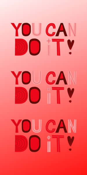 在粉紅到紅色的漸變背景上重複「You Can Do It!」的紅色勵志文字。 — 激勵 壁紙
