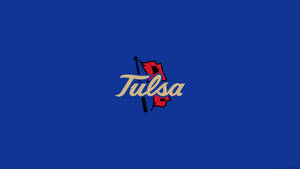 藍色背景上帶有黑色桿和紅旗的Tulsa標誌 — 運動 壁紙