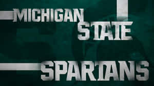 Michigan State Spartans 球隊標誌，在帶有紋理的深綠色背景上使用粗體銀色文字。 — 運動 壁紙